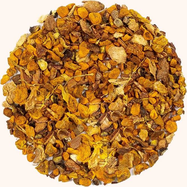 Anti~Inflammatory Tea~ Ingredients: Ginger, cinnamon, carrot, turmeric root, liquorice root, roasted chicory root, lavender, dandelion root, natural vetiver and orange flavor, valerian root, passionflower