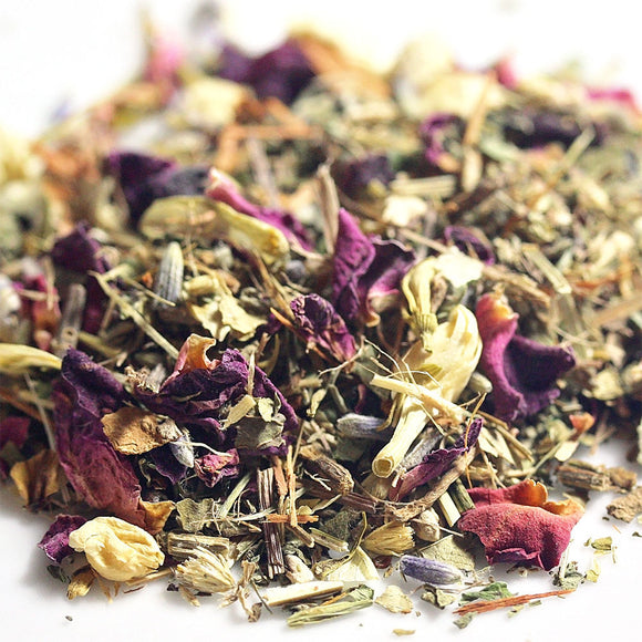 Calming Tea~ Chamomile, peppermint, green tea decaffeinated, skullcap, catnip, Stevia, leaf, sencha leaf, wood betony, lavender