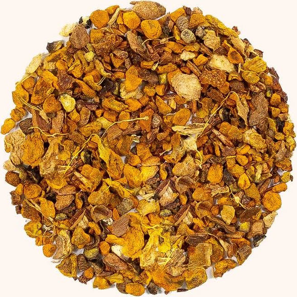 Inflammatory Tea~ Ingredients: Ginger, cinnamon, carrot, turmeric root, liquorice root, roasted chicory root, lavender, dandelion root, natural vetiver and orange flavor, valerian root, passionflower